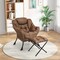 Modern Lazy Sofa Chair with Foldable Ottoman Metal Frame Polyester Cover Comfy Seat and Pillow